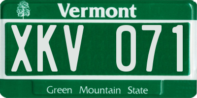 VT license plate XKV071