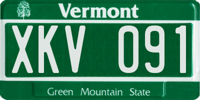 VT license plate XKV091