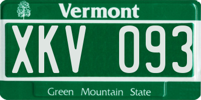 VT license plate XKV093