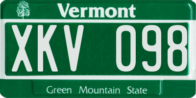 VT license plate XKV098