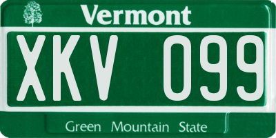 VT license plate XKV099