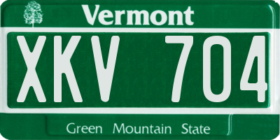 VT license plate XKV704