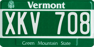 VT license plate XKV708