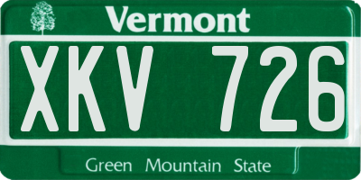 VT license plate XKV726