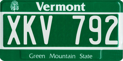VT license plate XKV792