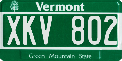 VT license plate XKV802