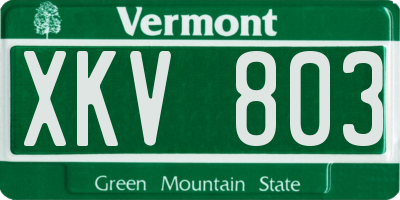 VT license plate XKV803