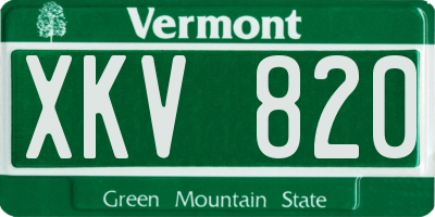 VT license plate XKV820