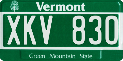 VT license plate XKV830