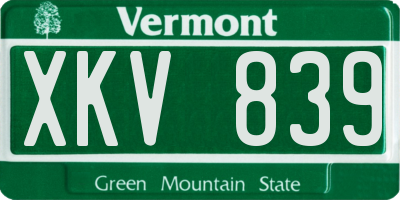 VT license plate XKV839