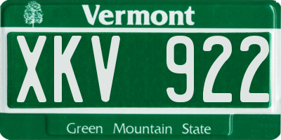 VT license plate XKV922
