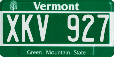 VT license plate XKV927
