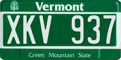 VT license plate XKV937