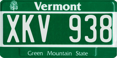 VT license plate XKV938