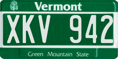 VT license plate XKV942