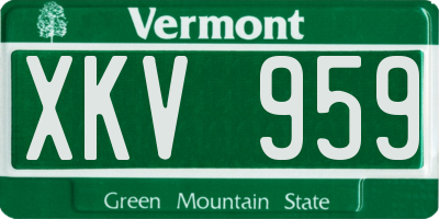 VT license plate XKV959