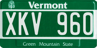 VT license plate XKV960