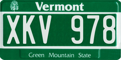 VT license plate XKV978