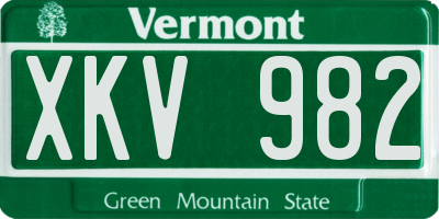VT license plate XKV982