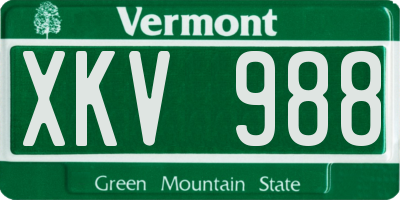 VT license plate XKV988