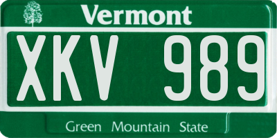 VT license plate XKV989