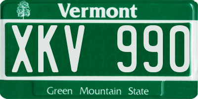VT license plate XKV990