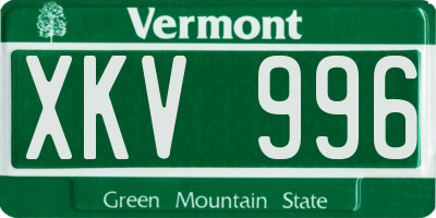 VT license plate XKV996