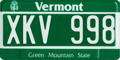 VT license plate XKV998