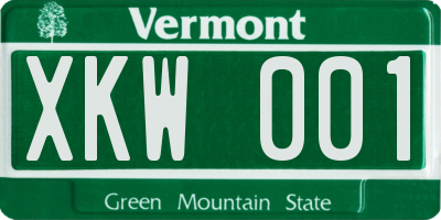 VT license plate XKW001
