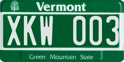 VT license plate XKW003