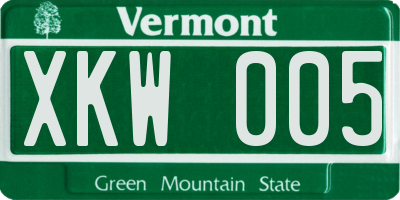 VT license plate XKW005