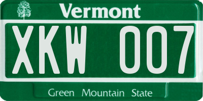 VT license plate XKW007
