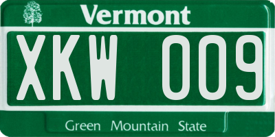 VT license plate XKW009