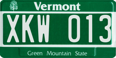 VT license plate XKW013