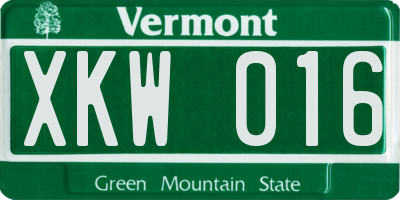 VT license plate XKW016