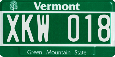 VT license plate XKW018