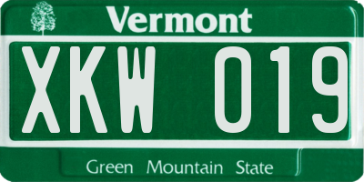 VT license plate XKW019