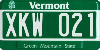 VT license plate XKW021