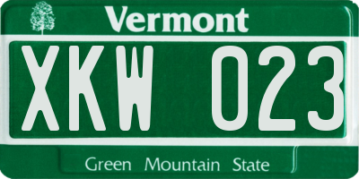 VT license plate XKW023