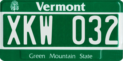 VT license plate XKW032