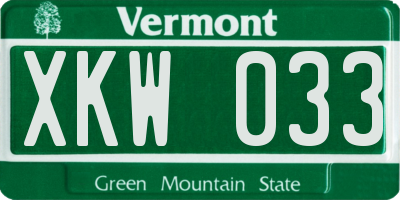 VT license plate XKW033