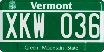 VT license plate XKW036