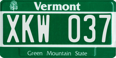 VT license plate XKW037