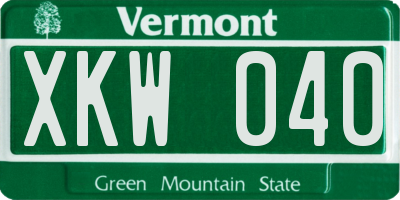 VT license plate XKW040