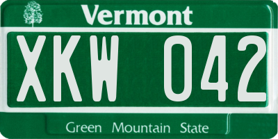 VT license plate XKW042