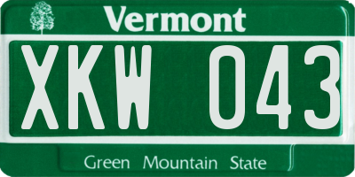 VT license plate XKW043