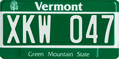 VT license plate XKW047