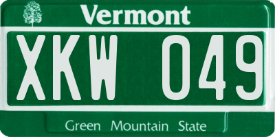VT license plate XKW049