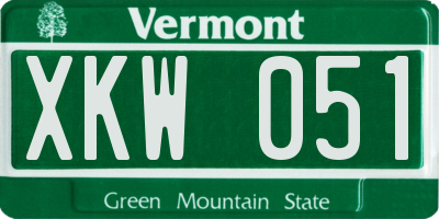 VT license plate XKW051
