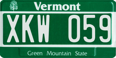 VT license plate XKW059